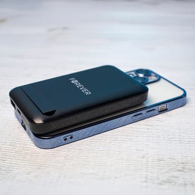 Forever MATB-100 Powerbank med trådlös laddning, PD QC 22.5W 10000 mAh, Svart