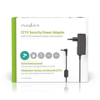 Nedis CCTV Strömadapter | 2.0 A | 12 V DC | 5.5 x 2.1 mm Hane | Hane | 1.50 m | Svart