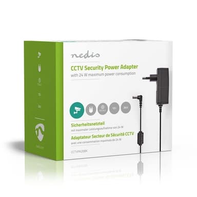 Nedis CCTV Strömadapter | 2.0 A | 12 V DC | 5.5 x 2.1 mm Hane | Hane | 1.50 m | Svart