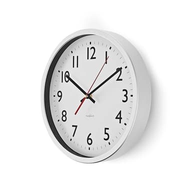 Nedis Väggklocka | Diameter: 300 mm | Plast | Silver / Vit