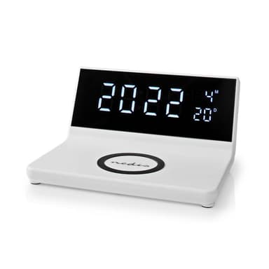 Nedis Trådlös laddare för Väckarklocka | Qi certifierad | 5 / 7.5 / 10 / 15 W | USB A-Hane | 2 Larmtider | Snooze-funktion
