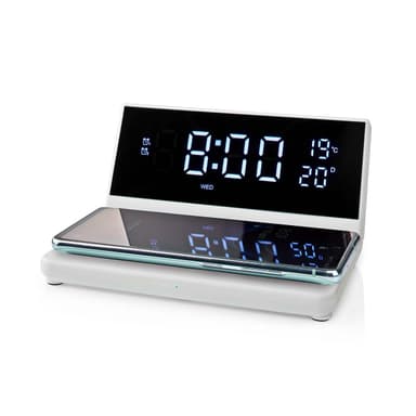 Nedis Trådlös laddare för Väckarklocka | Qi certifierad | 5 / 7.5 / 10 / 15 W | USB A-Hane | 2 Larmtider | Snooze-funktion
