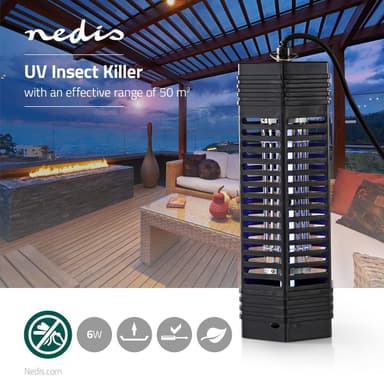 Nedis Mosquito Stop ljusfälla | 6 W | Lamptyp: F6T5/BL | Effektiv räckvidd: 50 m² | Svart