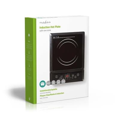 Nedis Induktionsplatta | Matlagningszoner: 1 | 2000 W | Överhettningsskydd | Svart | Timer | Turbo action | Barnlås | LCD-skärm