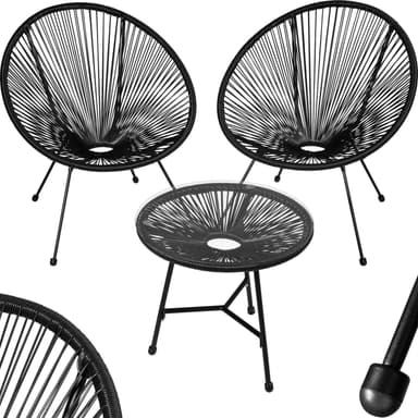 tectake 2-set Loungestol Santana med bord - svart