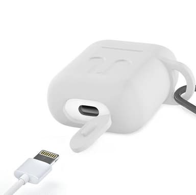 Silikon-kit till Airpods, Silikonfodral, Strap, Silikonsnäckor, Karbinhake, Vit