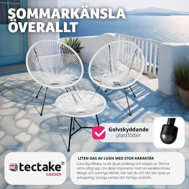 tectake 2-set Loungestol Santana med bord - vit