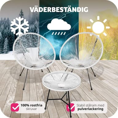 tectake 2-set Loungestol Santana med bord - vit