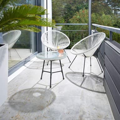tectake 2-set Loungestol Santana med bord - vit
