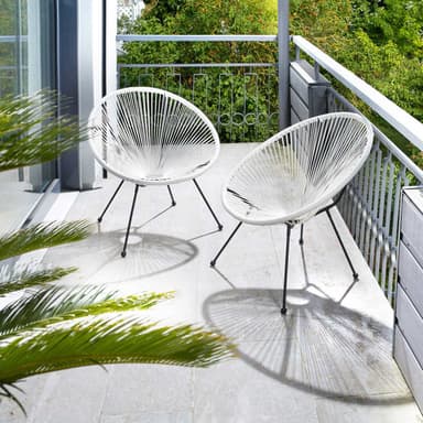 tectake 2-set Loungestol Santana med bord - vit