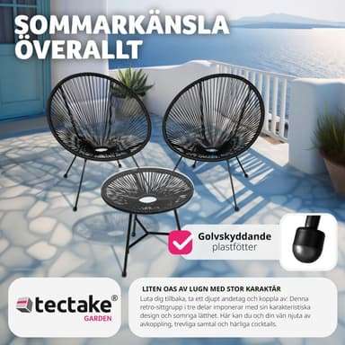 tectake 2-set Loungestol Santana med bord - svart