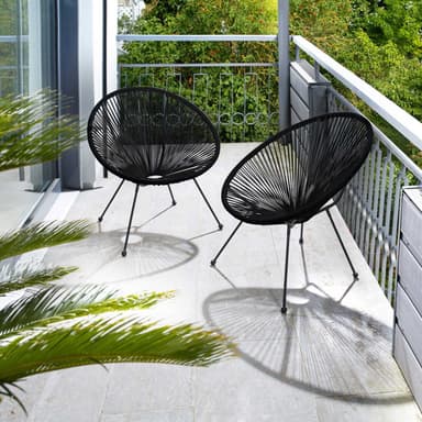 tectake 2-set Loungestol Santana med bord - svart