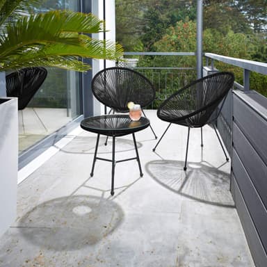 tectake 2-set Loungestol Santana med bord - svart