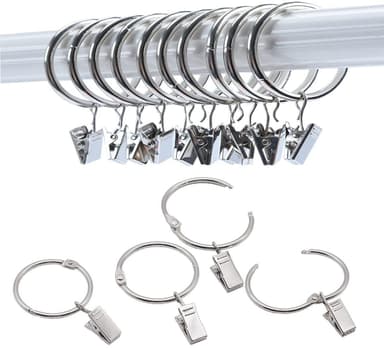 Gardinringar med klämmor Silver 32 mm 20 st