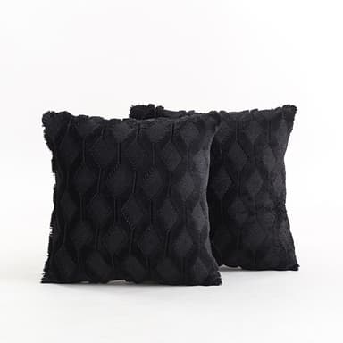 Mjukt dekorativt kuddfodral för vardagsrum, soffa 2-pack Svart M