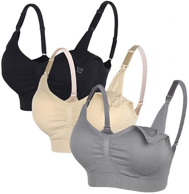 3-Pack Gravid BH - Svart + Skin + Grå M