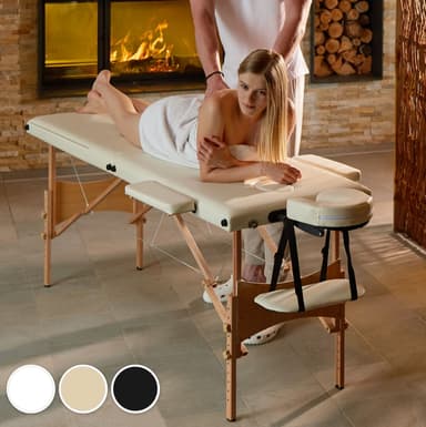 tectake 3-zons massagebänk, stoppning + väska - svart