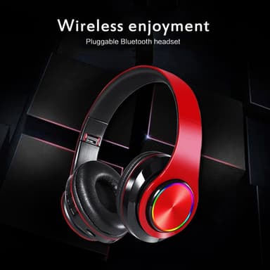 Hifi Trådlösa On-Ear headset Bluetooth-hörlurar - Svart+Röd