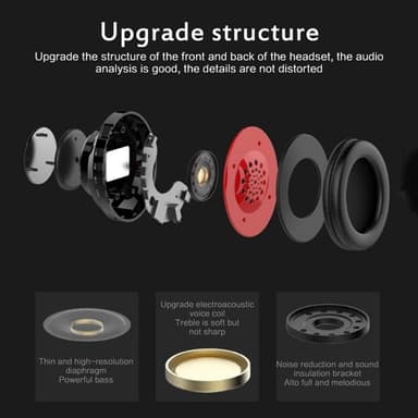 Hifi Trådlösa On-Ear headset Bluetooth-hörlurar - Svart+Röd