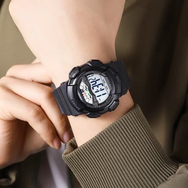 SKMEI 50m vattentät armbandsur klocka - Svart/vit urtavla