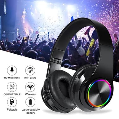 Hifi Trådlösa On-Ear headset Bluetooth-hörlurar - Svart+Röd