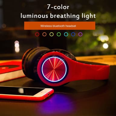 Hifi Trådlösa On-Ear headset Bluetooth-hörlurar - Svart+Röd