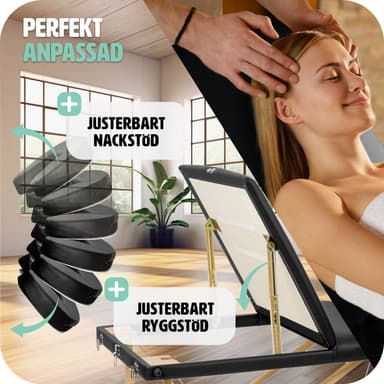 tectake 3-zons massagebänk, stoppning + väska - svart