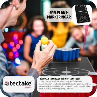 tectake Beerpong-bord Brew Battle, hopfällbar och höjdjusterbar - svart