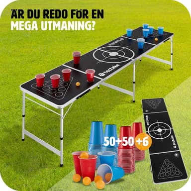 tectake Beerpong-bord Brew Battle, hopfällbar och höjdjusterbar - svart