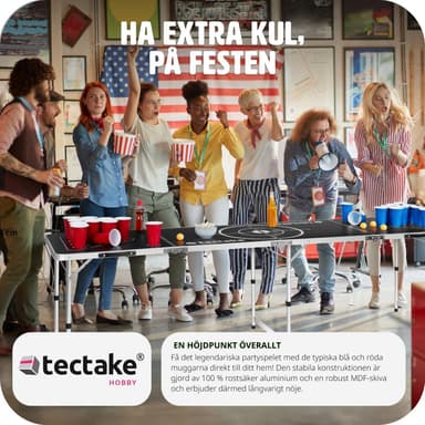 tectake Beerpong-bord Brew Battle, hopfällbar och höjdjusterbar - svart