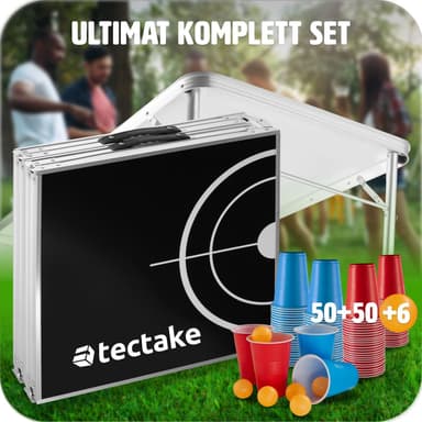 tectake Beerpong-bord Brew Battle, hopfällbar och höjdjusterbar - svart