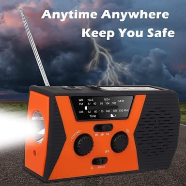 Solenergi vädersändning NOAA/AM/FM-radio med handvev PowerBank