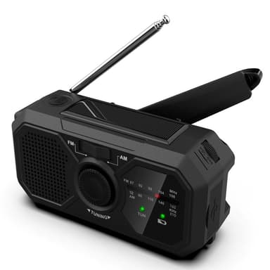 Väder AM / FM Radio Solar Handvev 1200mAh PowerBank ficklampa