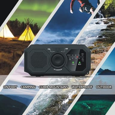 Väder AM / FM Radio Solar Handvev 1200mAh PowerBank ficklampa