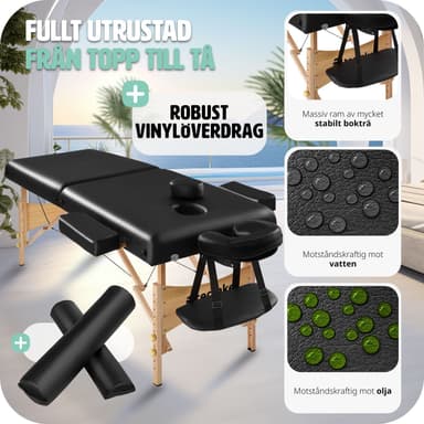 tectake 2-zons massagebänk inkl. kuddar + väska - svart