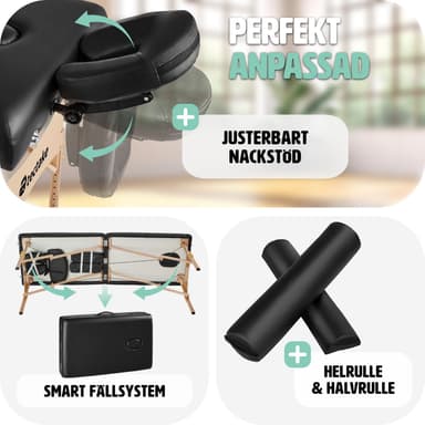 tectake 2-zons massagebänk inkl. kuddar + väska - svart