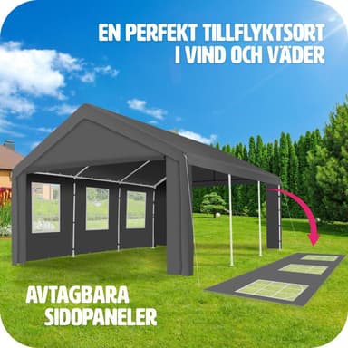 tectake Partytält 6x4m med 4 sidodelar - grå
