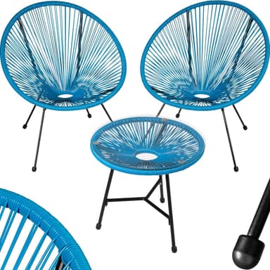 tectake 2-set Loungestol Santana med bord - blå