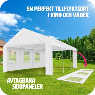 tectake Partytält 6x4m med 4 sidodelar - vit