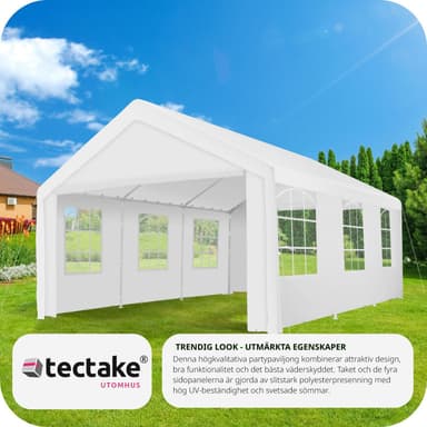 tectake Partytält 6x4m med 4 sidodelar - vit