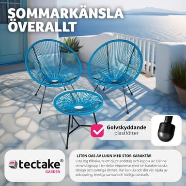 tectake 2-set Loungestol Santana med bord - blå