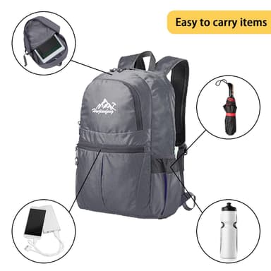 Vikbar Ryggsäck 36L Unisex Vattentät (grå)