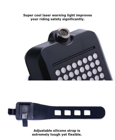 Smart automatisk baklampa till cykel med lasersensor & 64st LED