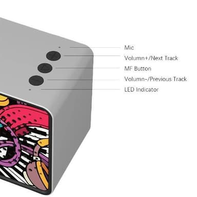 Bluetooth-högtalare, Silver med Graffiti
