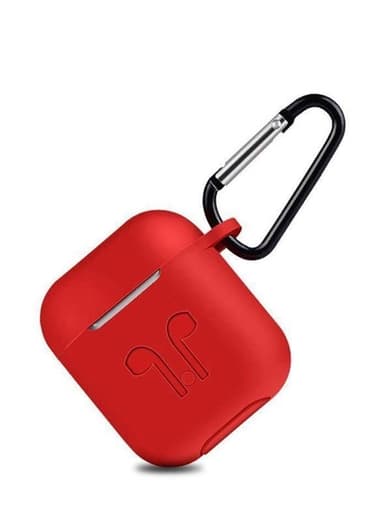 Silikon-kit till Airpods, Silikonfodral, Strap, Silikonsnäckor, Karbinhake, Röd