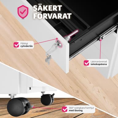 tectake Förvaringsskåp Magna med 3 låsbara lådor - vit