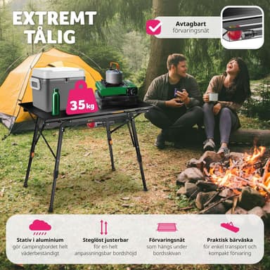 tectake Campingbord Tina i aluminium , hopfällbart, höj- och sänkbart - svart