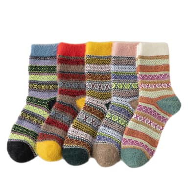 5 par sockor som andas i fina färger och mönster