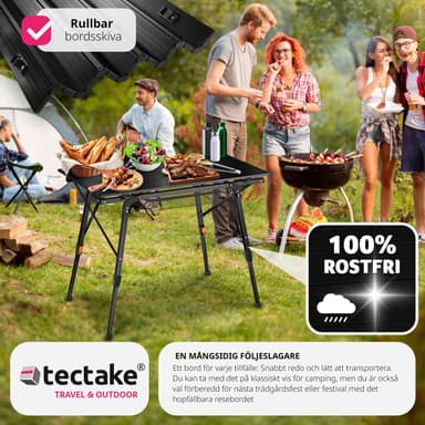 tectake Campingbord Tina i aluminium , hopfällbart, höj- och sänkbart - svart