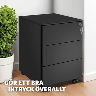 tectake Förvaringsskåp Magna med 3 låsbara lådor - svart